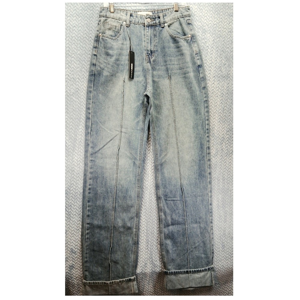NWT Fashion Nova Tall En Route Cuffed Wide Leg Jeans Medium Wash Size 9